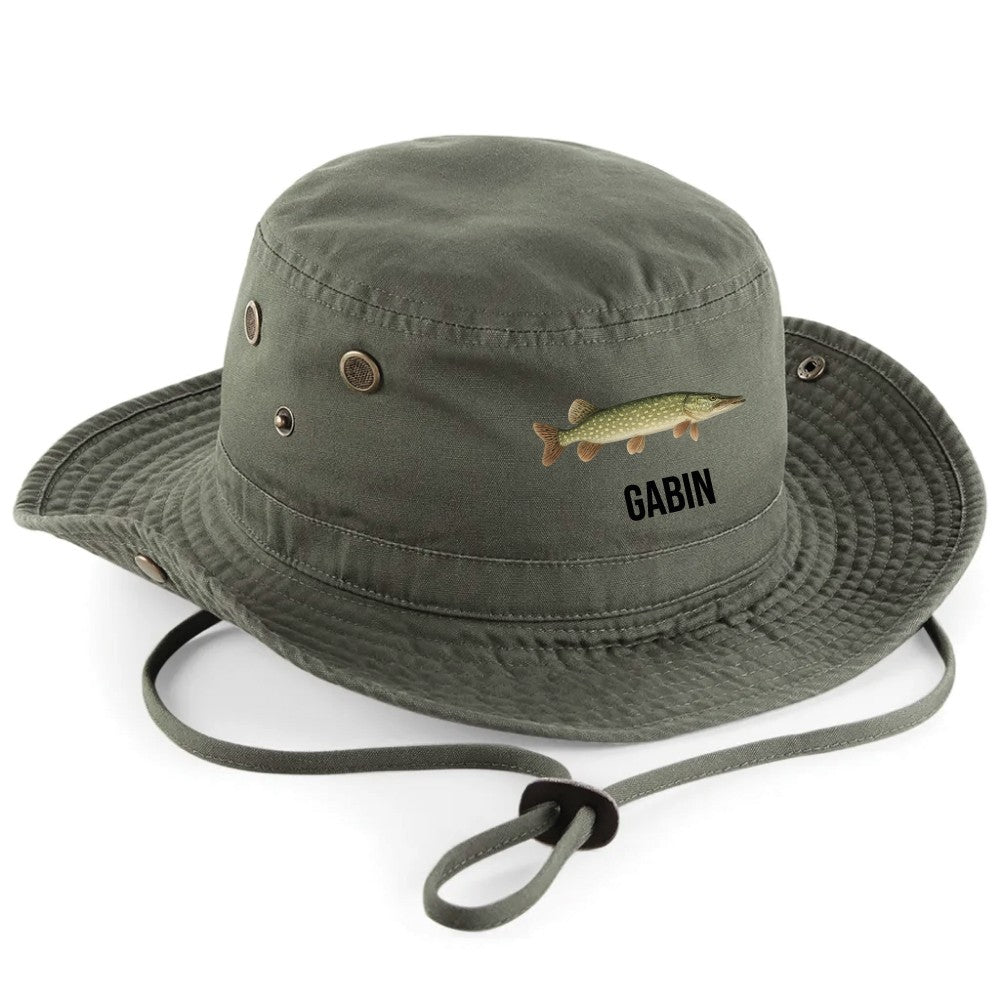 Chapeau de pêche Adulte Kaki Personnalisable