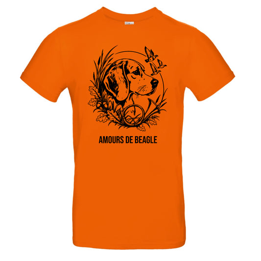 T-shirt orange Chasseur Personnalisable - Beagle