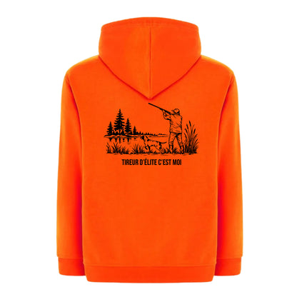 Sweat à Capuche orange Chasse Personnalisable - Chasseur