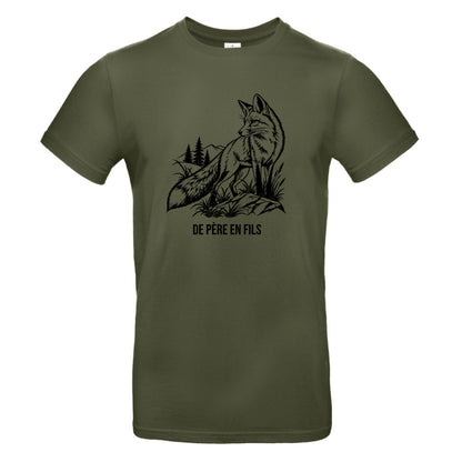 T-shirt kaki Chasseur Personnalisable - Renard