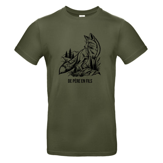 T-shirt kaki Chasseur Personnalisable - Renard