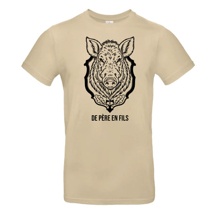 T-shirt Sable Chasseur Personnalisable - Trophée Sanglier