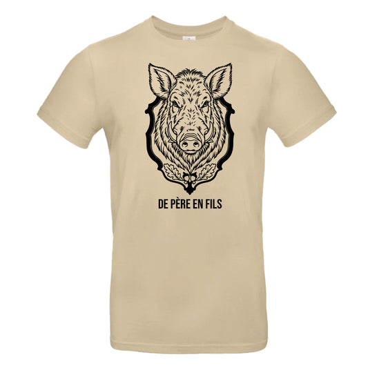 T-shirt Sable Chasseur Personnalisable - Trophée Sanglier