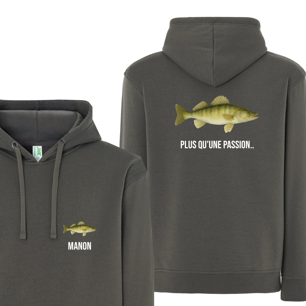 Sweat à Capuche Graphite Pêcheur Personnalisable