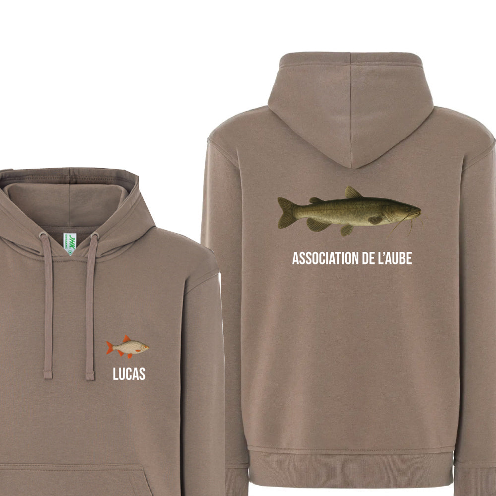 Sweat à Capuche Marron Pêcheur Personnalisable