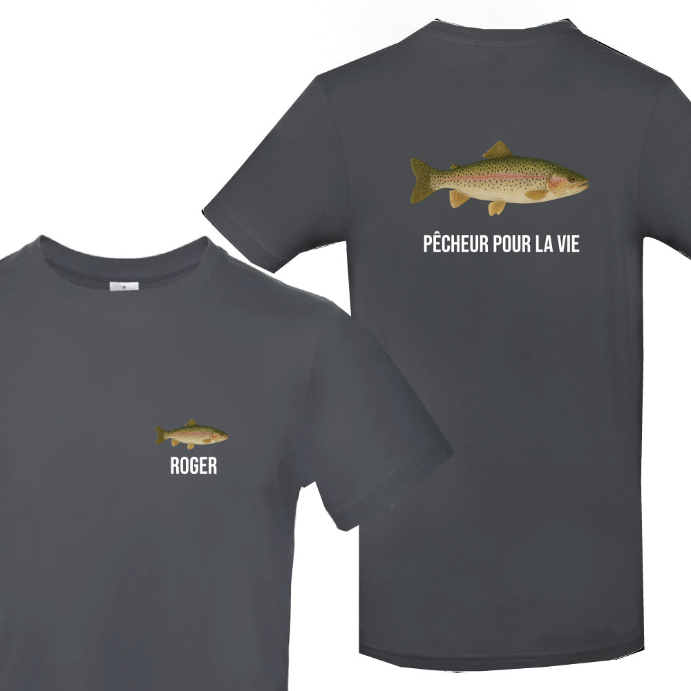 T-shirt gris foncé Pêcheur Personnalisable