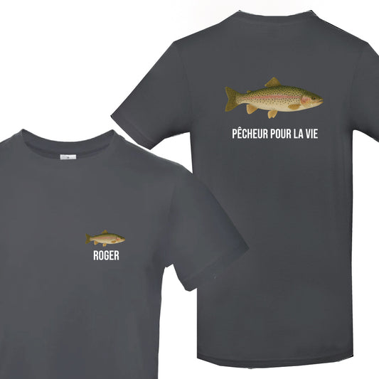 T-shirt gris foncé Pêcheur Personnalisable