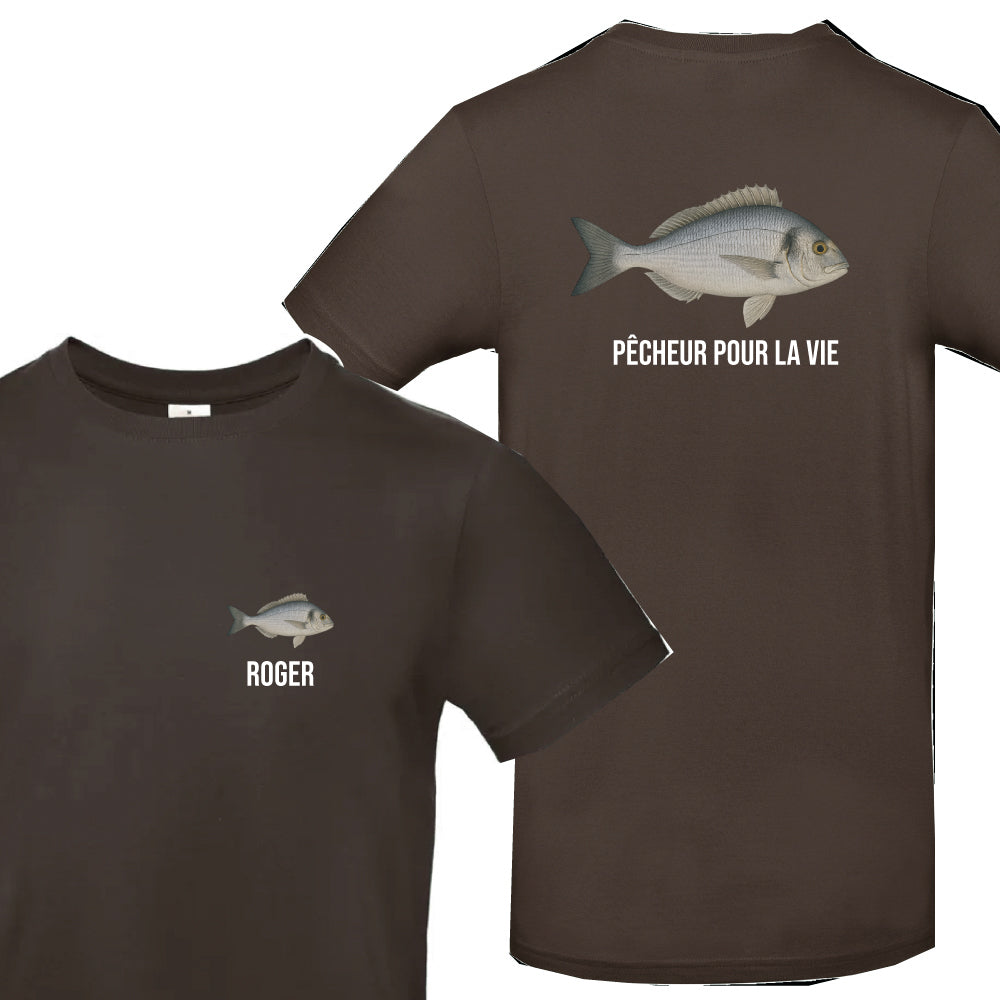 T-shirt marron Pêcheur Personnalisable