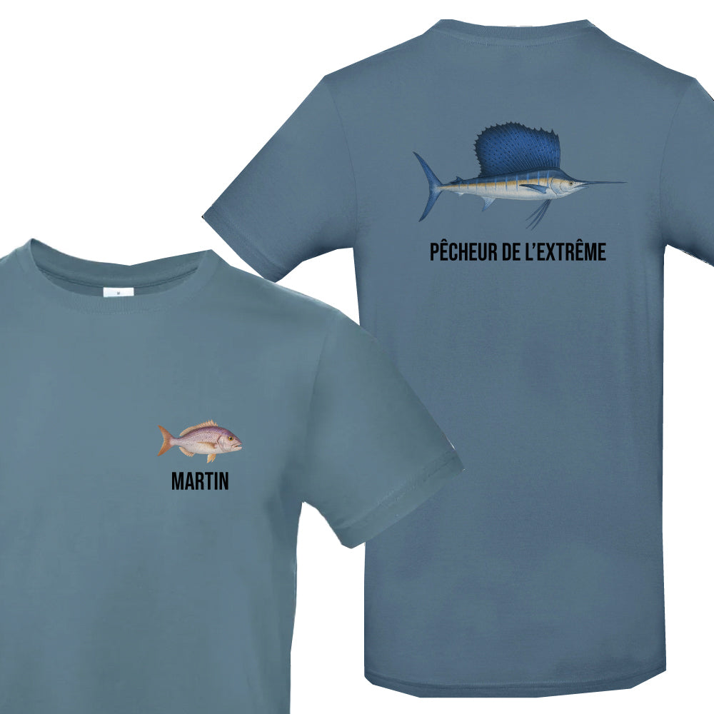 T-shirt bleu Pêcheur Personnalisable