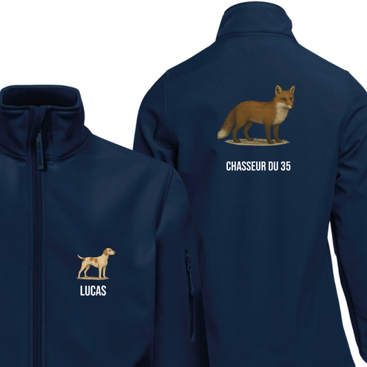 Veste navy Softshell pour Chasseur personnalisable