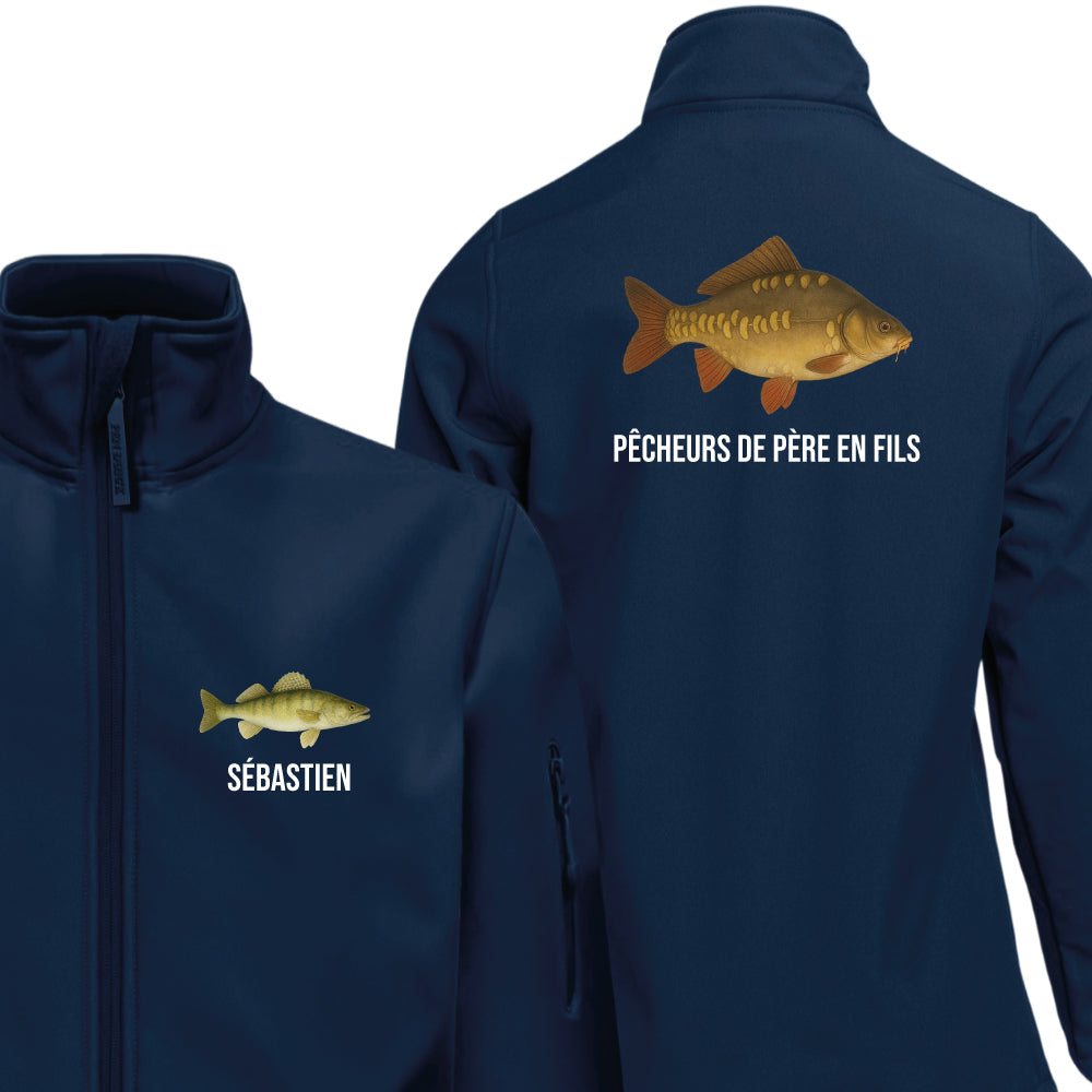 Veste navy Softshell pour Pêcheur personnalisable