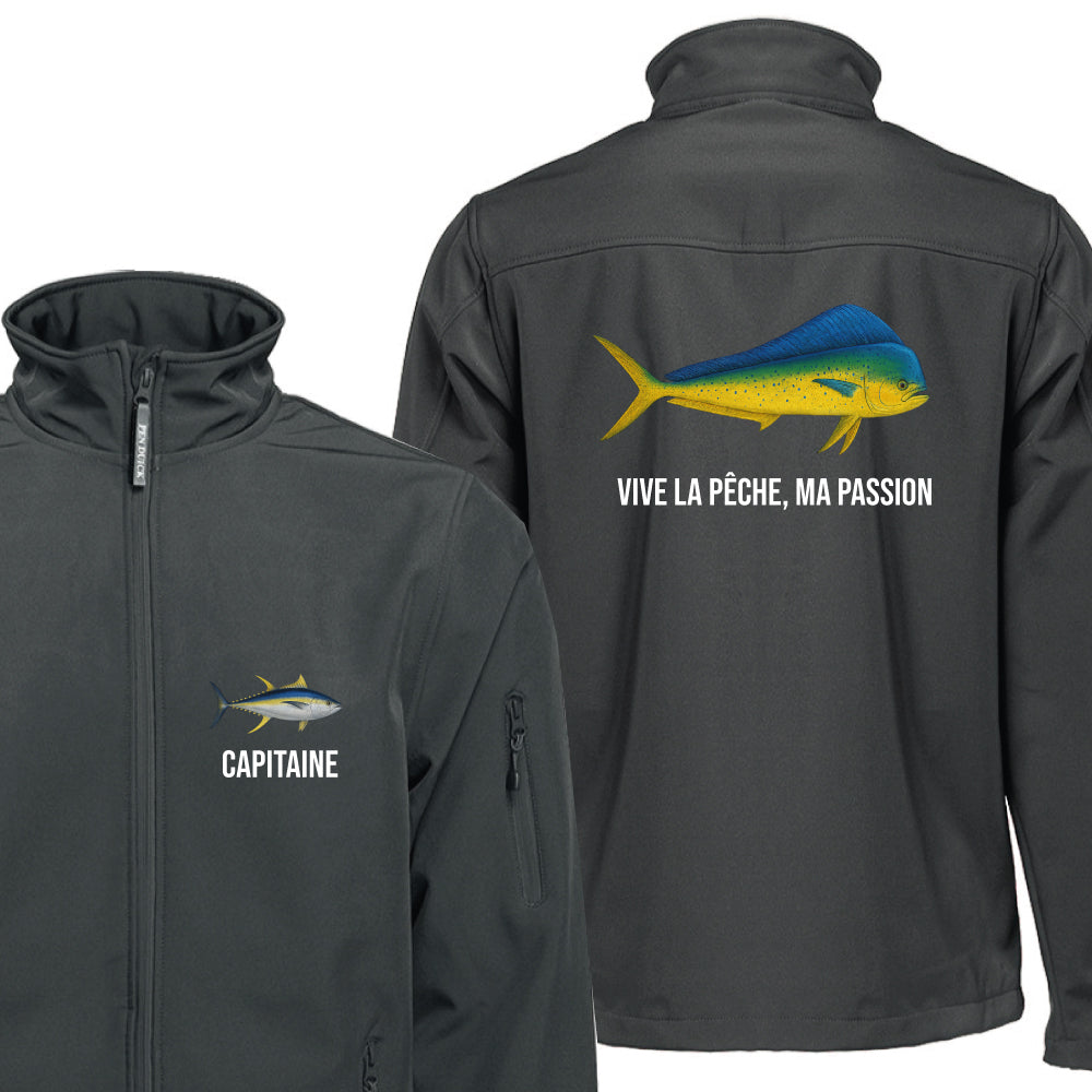 Veste grise Softshell pour Pêcheur personnalisable