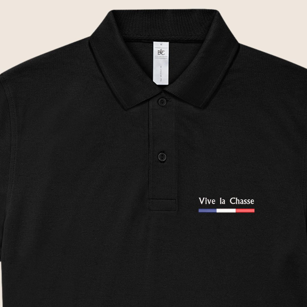 Polo Noir « Vive la chasse »