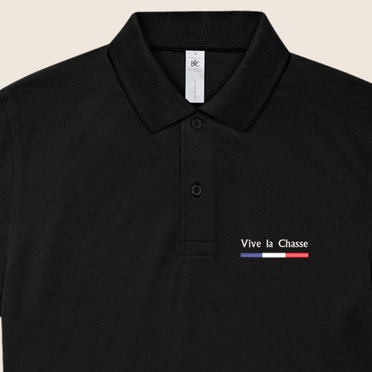 Polo Noir « Vive la chasse »