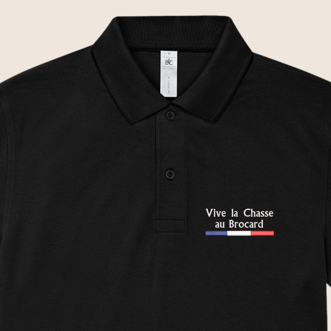 Polo Noir « Vive la chasse » - Gibiers