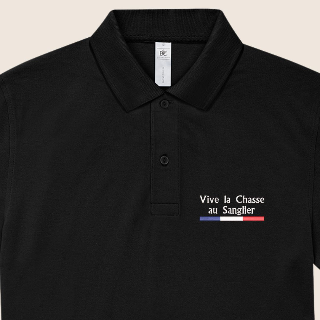 Polo Noir « Vive la chasse » - Gibiers