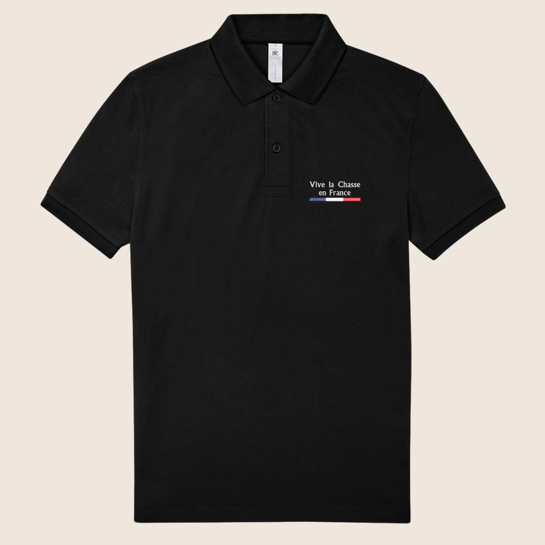 Polo Noir « Vive la chasse »