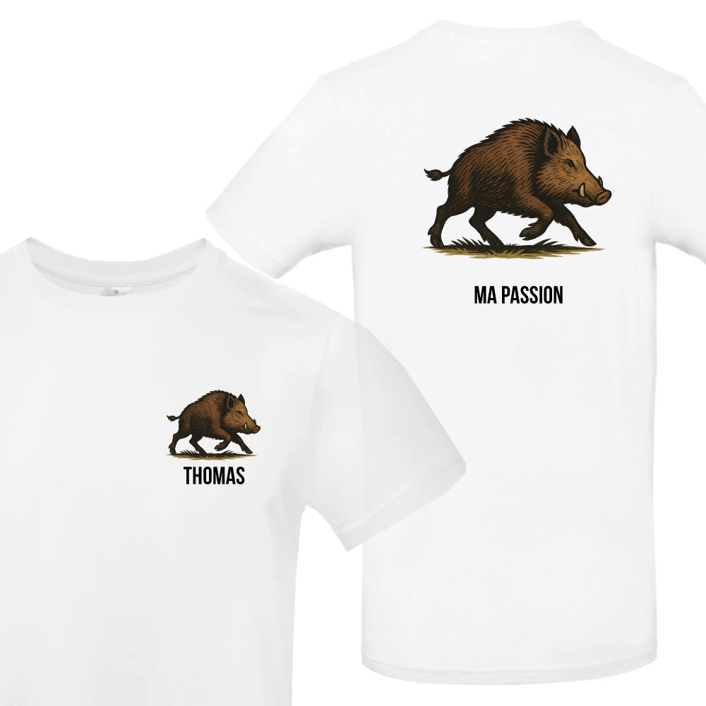 T-shirt Blanc Chasseur Personnalisable
