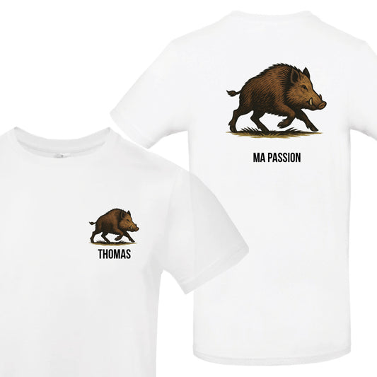 T-shirt Blanc Chasseur Personnalisable