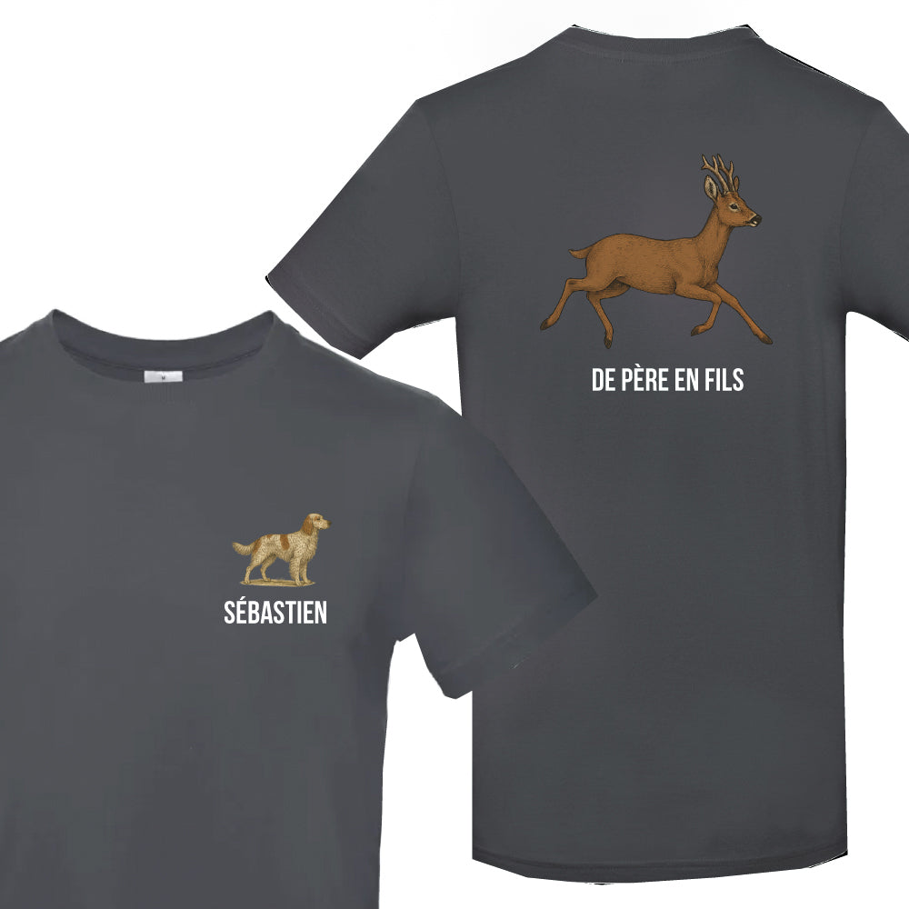T-shirt Gris foncé Chasseur Personnalisable