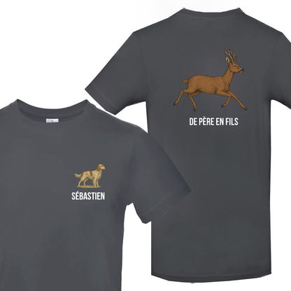 T-shirt Gris foncé Chasseur Personnalisable