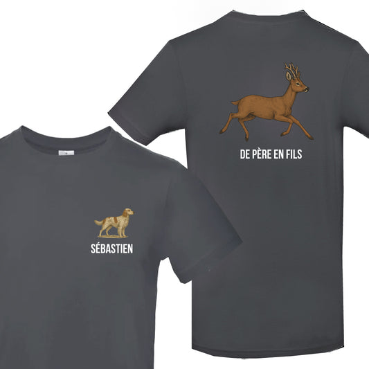 T-shirt Gris foncé Chasseur Personnalisable